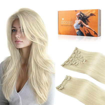 Extensions de cheveux clip-in DOORES 150g, ensemble complet avec 20 clips