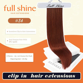 Extensions de cheveux clip-in Full Shine avec clips en silicone