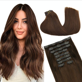 Extensions de cheveux clip-in GOO GOO 14 pouces couleur Brun Chocolat