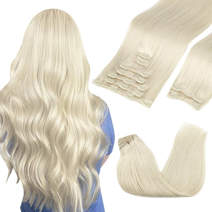 Extensions de cheveux clip-in GOO GOO 24 pouces blond platine vue de face
