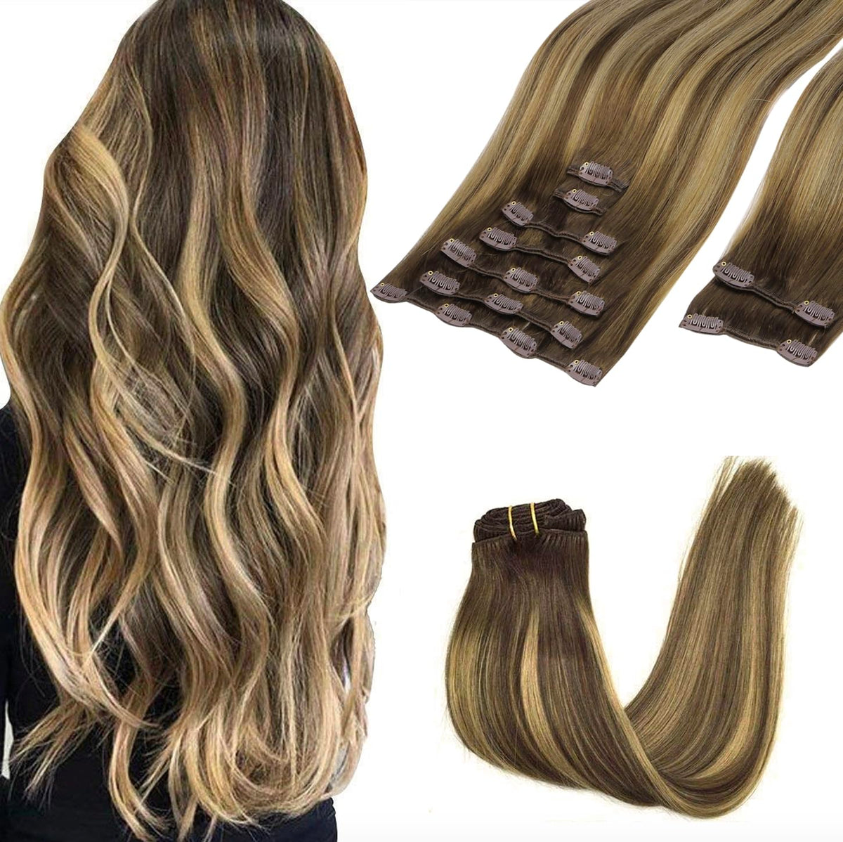 Extensions de Cheveux Clip-in GOO GOO 24 pouces couleur #4/27/4