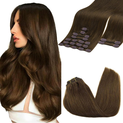 Extensions de cheveux clip-in GOO GOO couleur châtaigne 16 pouces