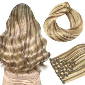 Extensions de cheveux clip in hotbanana 22 pouces couleur châtain clair