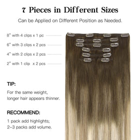 Extensions de cheveux clip-in hotbanana en couleur ombre brun