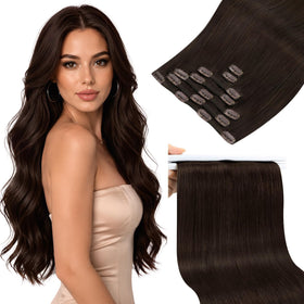 Extensions de cheveux clip-in Sunny Hair 20 pouces marron vue de face