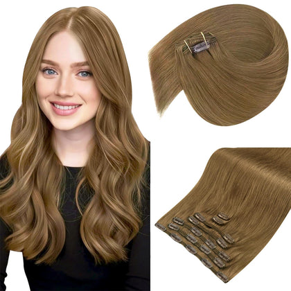 Extensions de cheveux clip-in Sunny Hair 24 pouces châtain clair vue de face