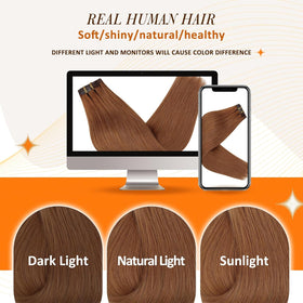 Extensions de cheveux Cuivre Marron dans un environnement lumineux