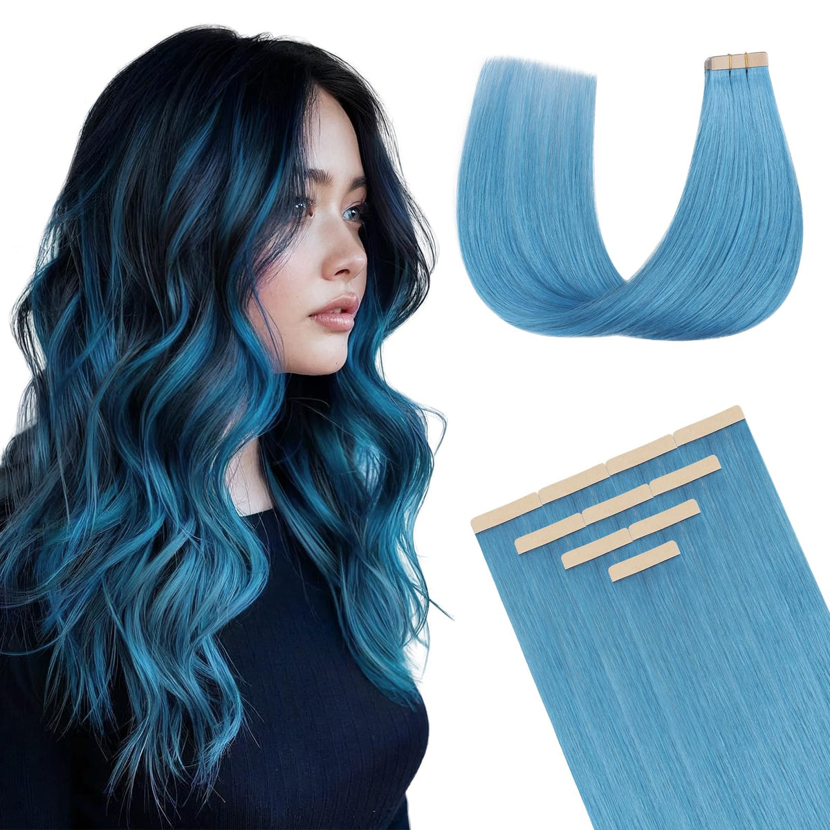 Extensions de cheveux DOORES 100g, couleur balayage, vue de face