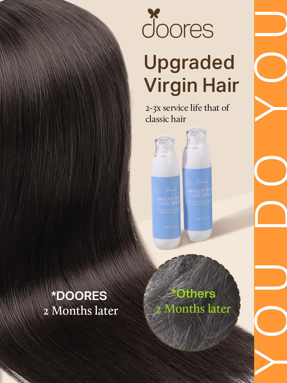 Extensions de cheveux DOORES 100g montrant la texture douce et brillante