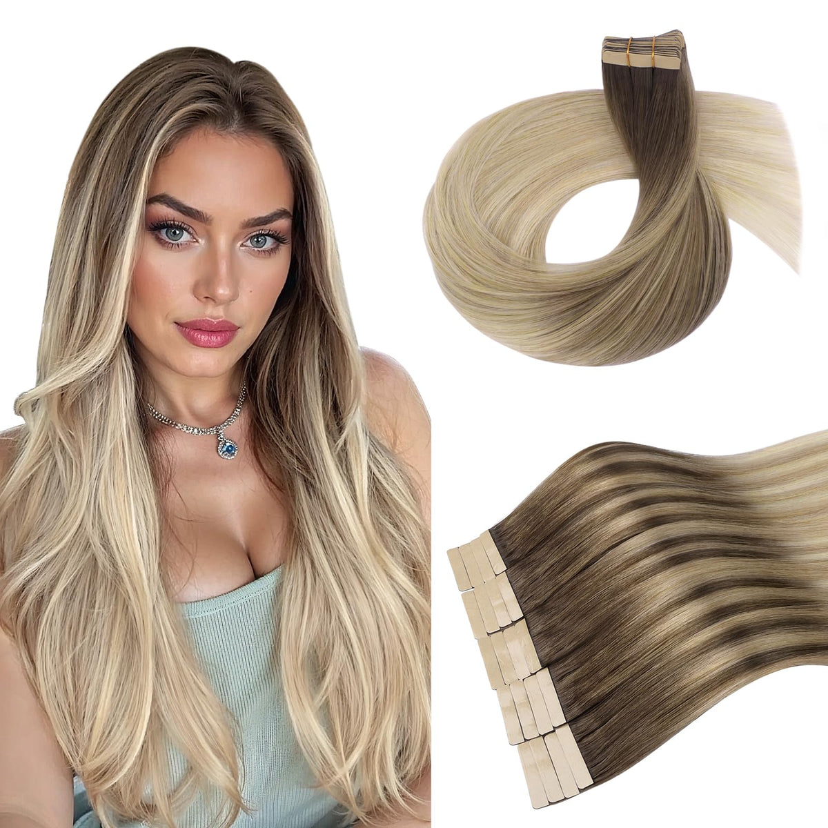 Extensions de cheveux DOORES 100g paquet de 20 pièces vue de face