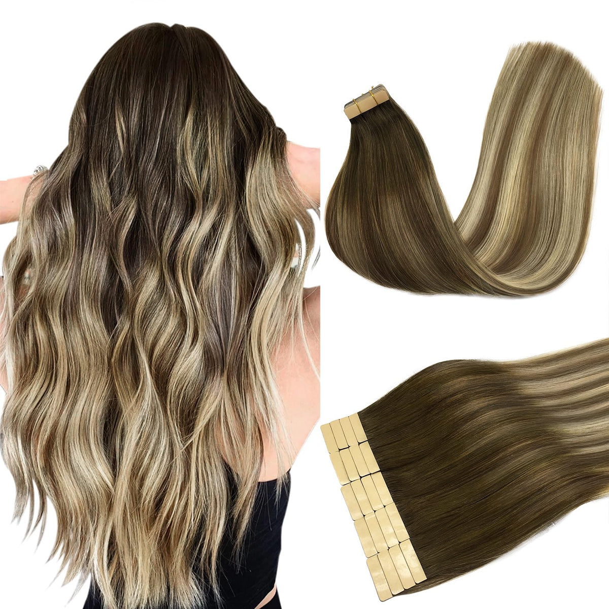 Extensions de cheveux DOORES 100g, ruban transparent vue de face