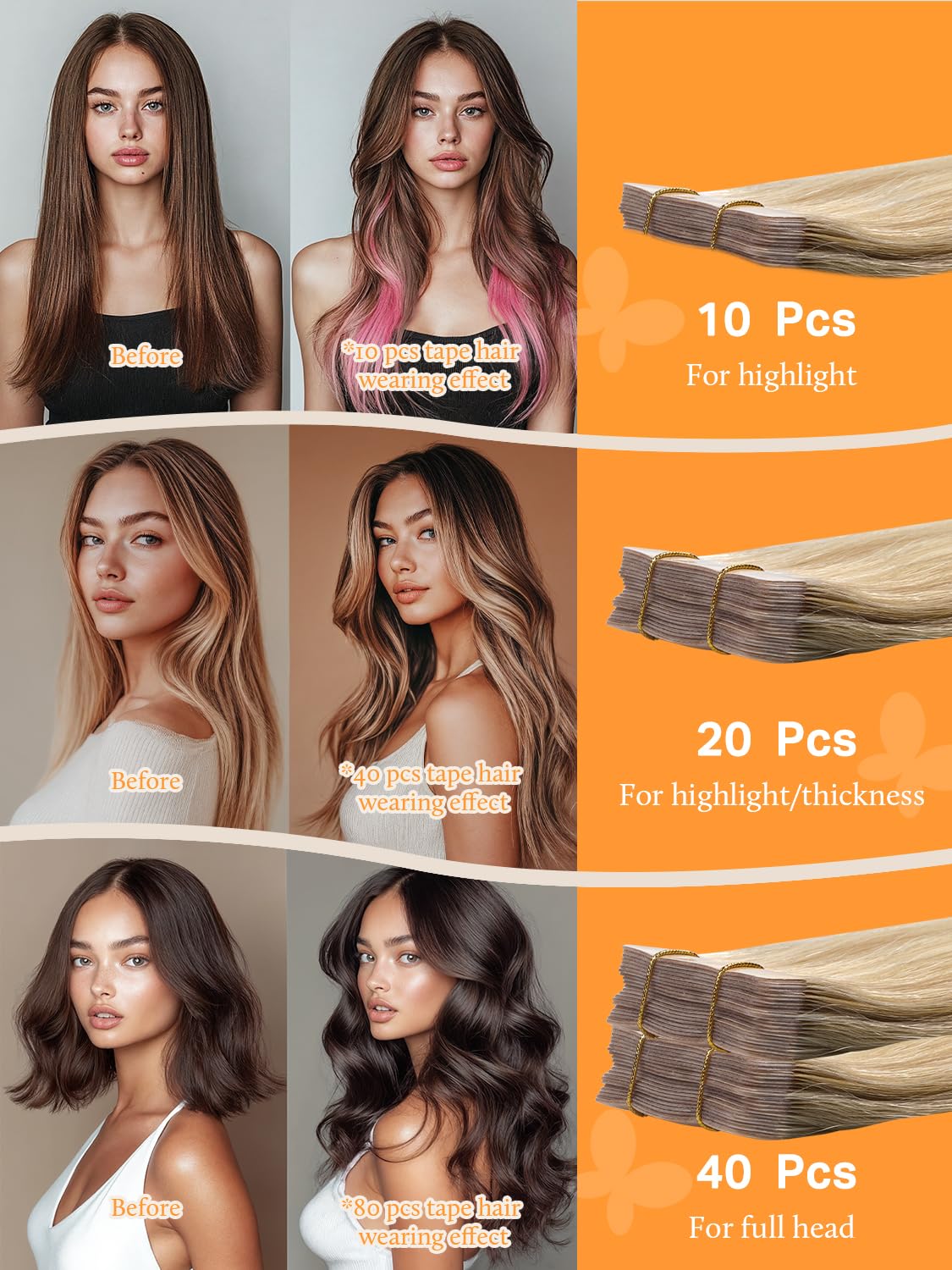 Extensions de cheveux DOORES 20-26 pouces en différentes couleurs