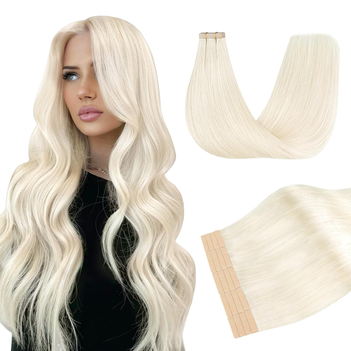 Extensions de cheveux DOORES 20pcs, couleur balayage, vue avant