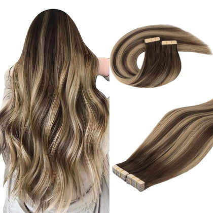 Extensions de cheveux DOORES 40pcs en cheveux humains, couleur balayage