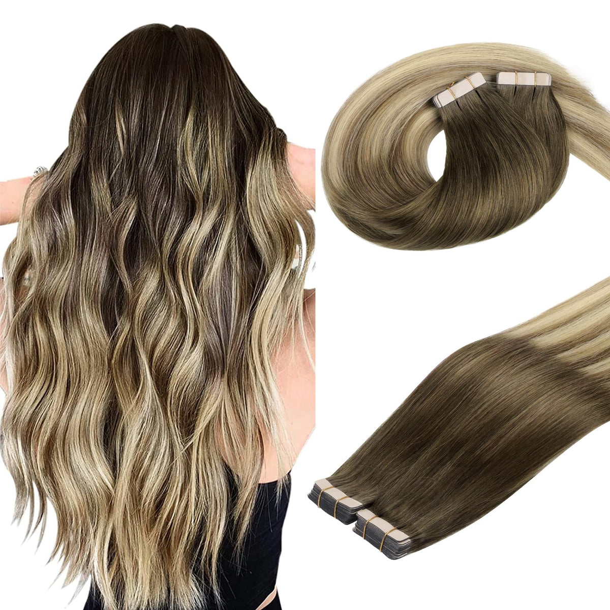 Extensions de cheveux DOORES à bande adhésive, 80g, couleur naturelle