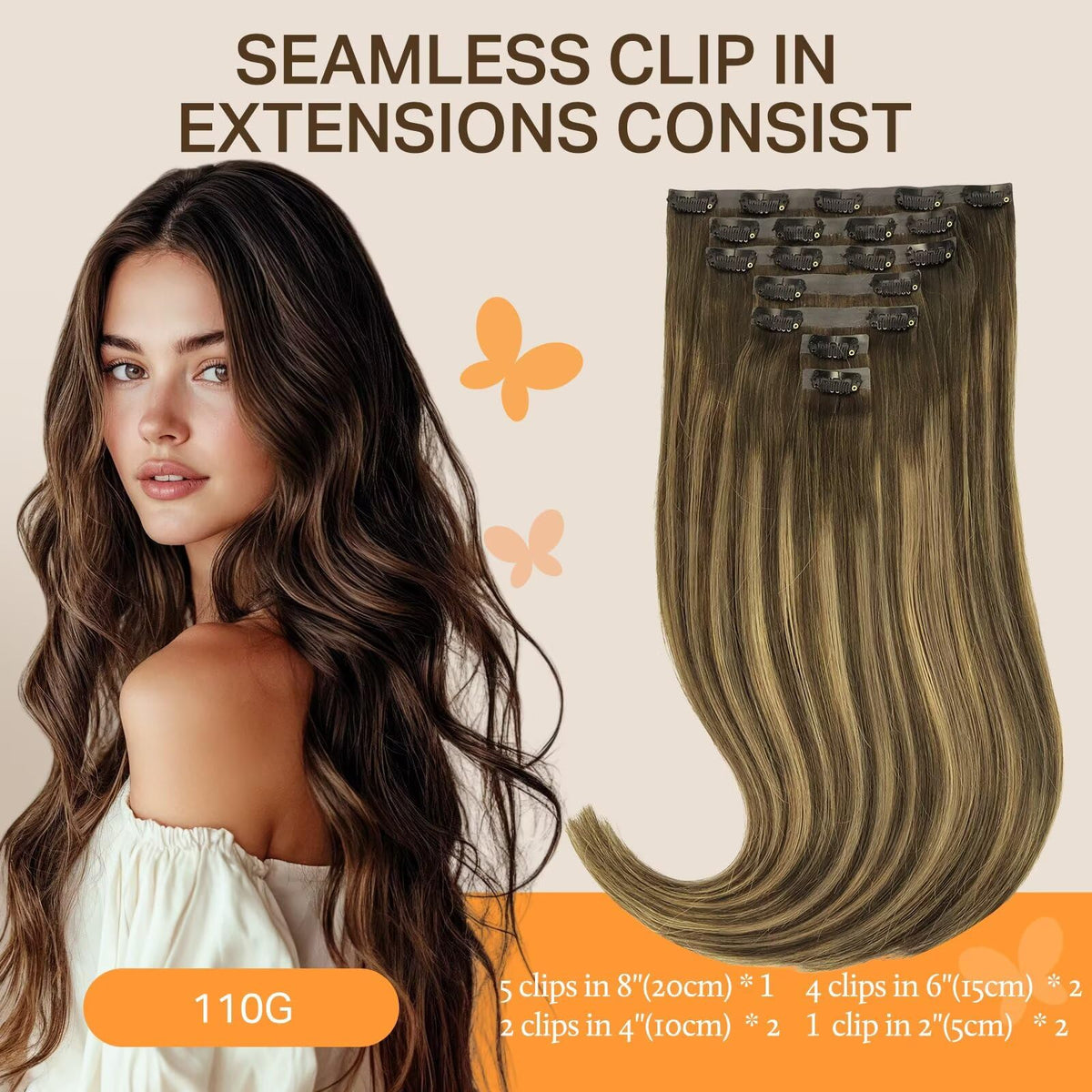 Extensions de cheveux DOORES avec bandes en silicone, détail