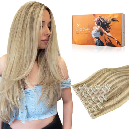 Extensions de cheveux DOORES clip-in 130g en couleur naturelle