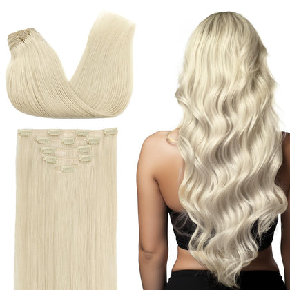 Extensions de cheveux DOORES clip-in 14 pouces couleur blonde platine