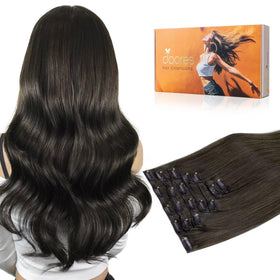 Extensions de cheveux DOORES clip-in en cheveux humains, couleur naturelle