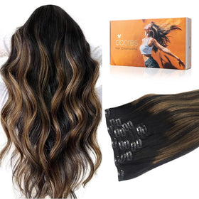 Extensions de cheveux DOORES clip-in en cheveux humains, couleur ombrée