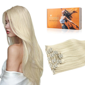 Extensions de cheveux DOORES clip-in en cheveux humains, couleur ombrée