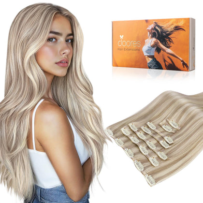 Extensions de cheveux DOORES clip-in en cheveux humains, vue de face