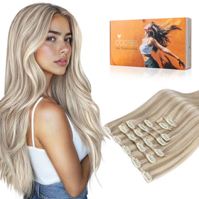Extensions de cheveux DOORES clip-in en cheveux humains, vue de face
