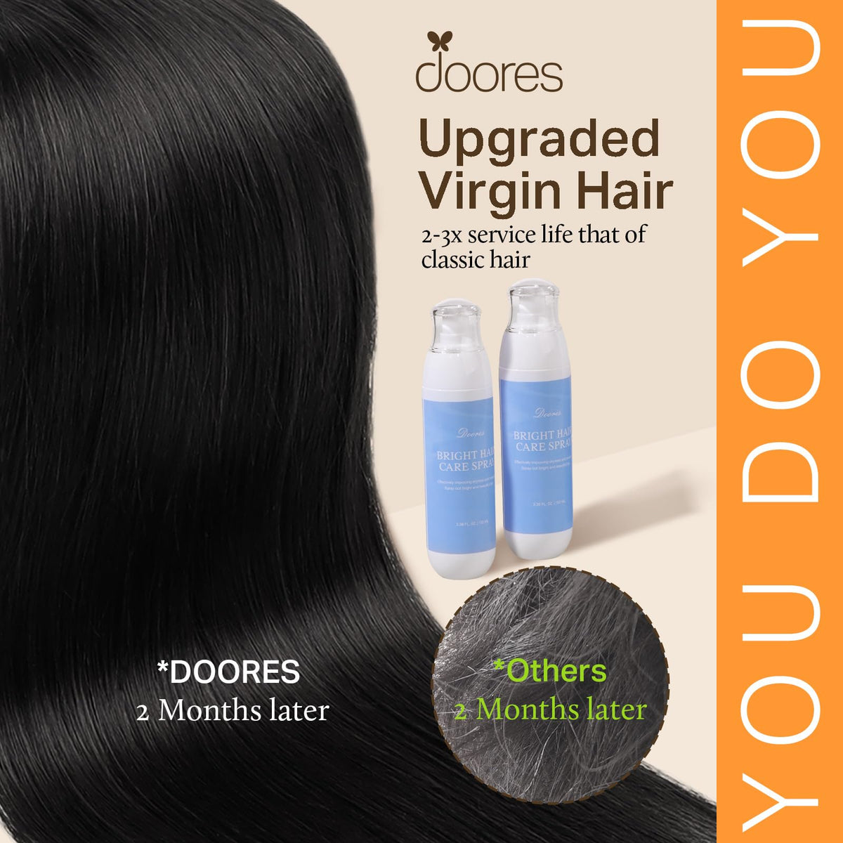 Extensions de cheveux DOORES en balayage, vue de côté