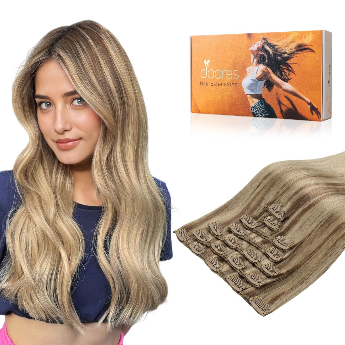 Extensions de cheveux DOORES en cheveux humains, vue de face