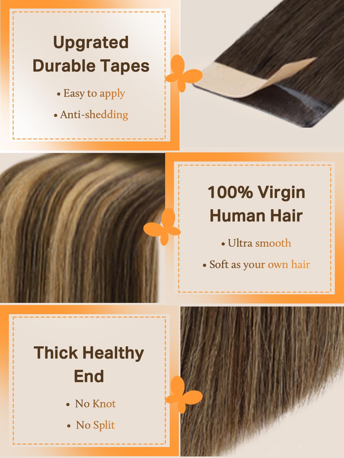 Extensions de cheveux DOORES en ombré en couleur marron clair