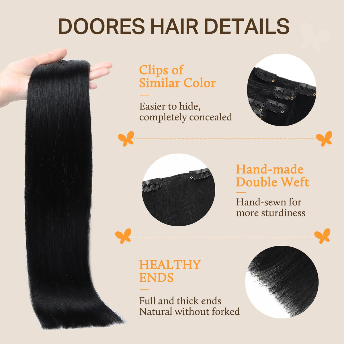 Extensions de cheveux DOORES en ombré, présentation avant