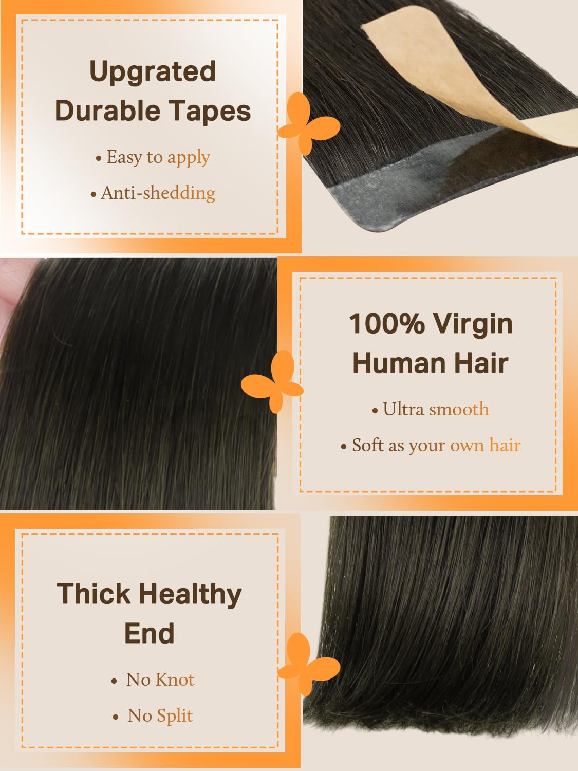 Extensions de cheveux DOORES en plusieurs couleurs, vue d'ensemble