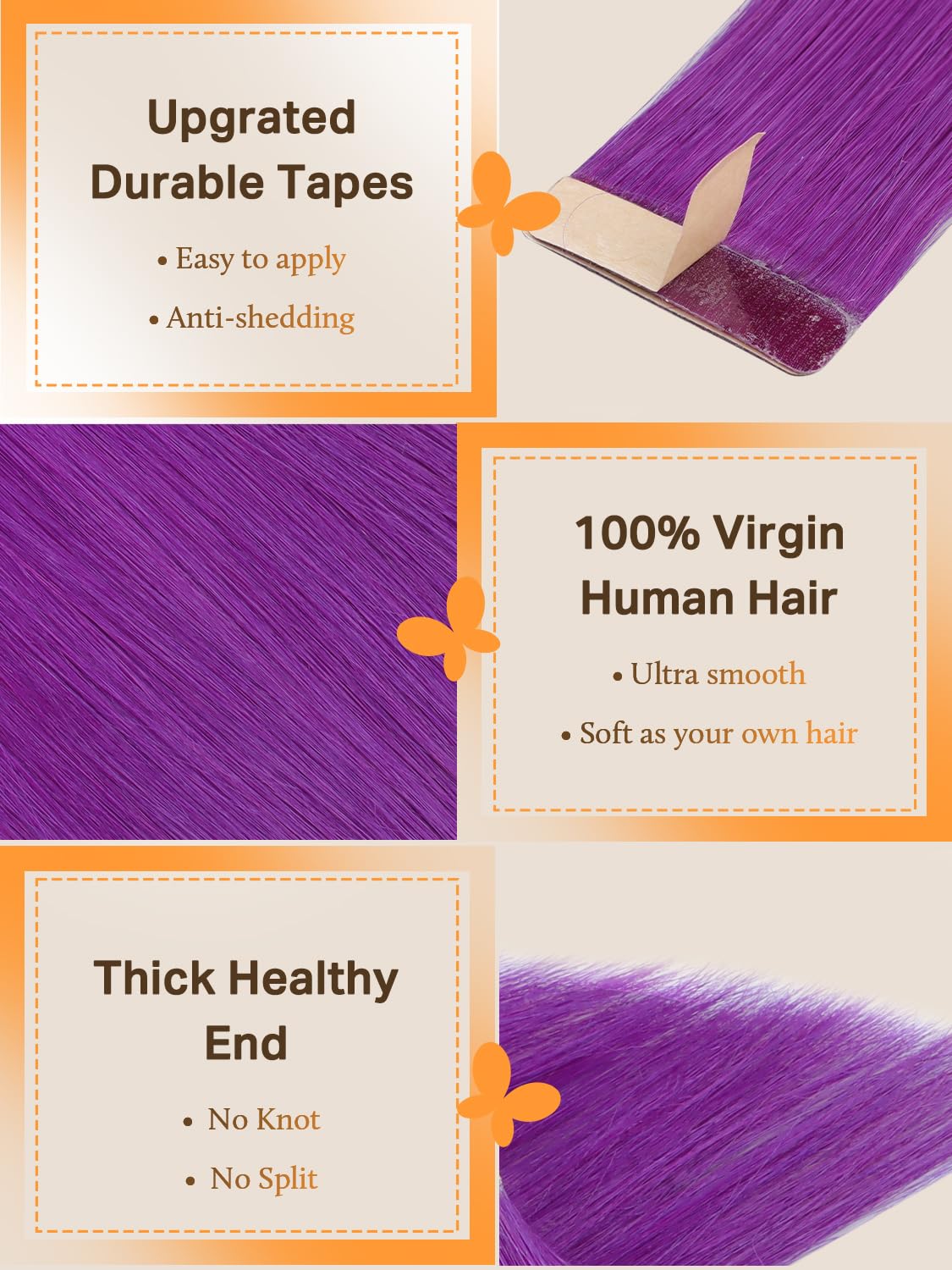 Extensions de cheveux DOORES en violet avec texture naturelle