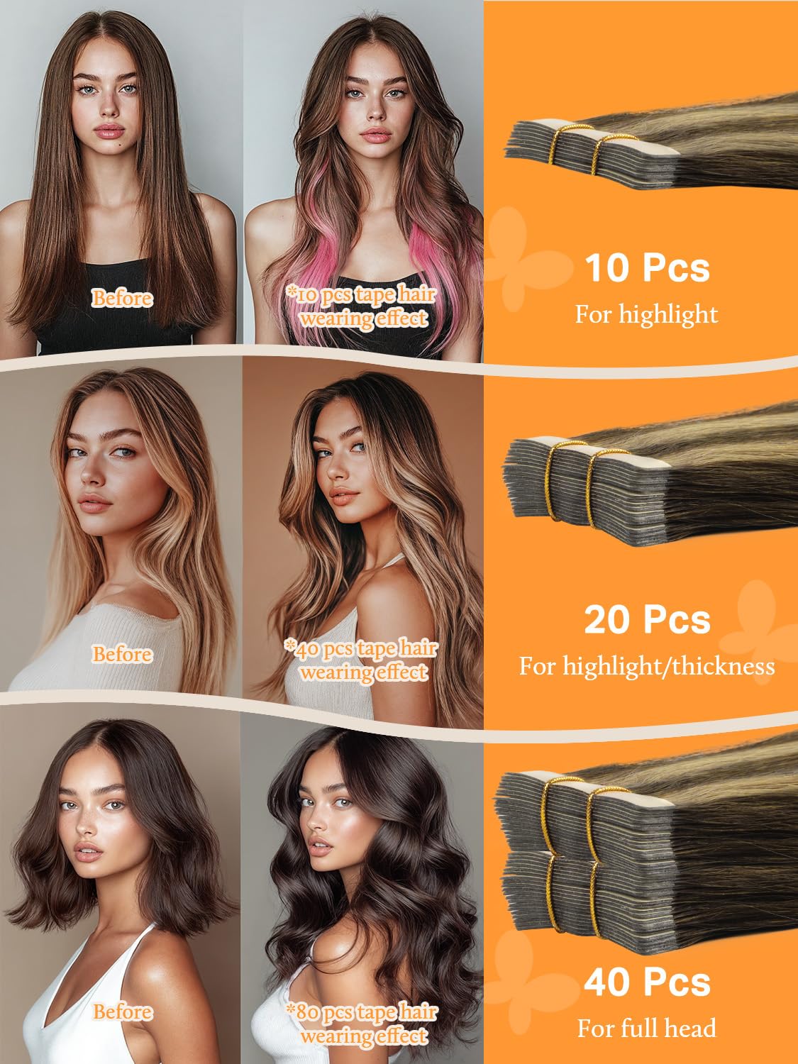 Extensions de cheveux DOORES mises en place sur un support