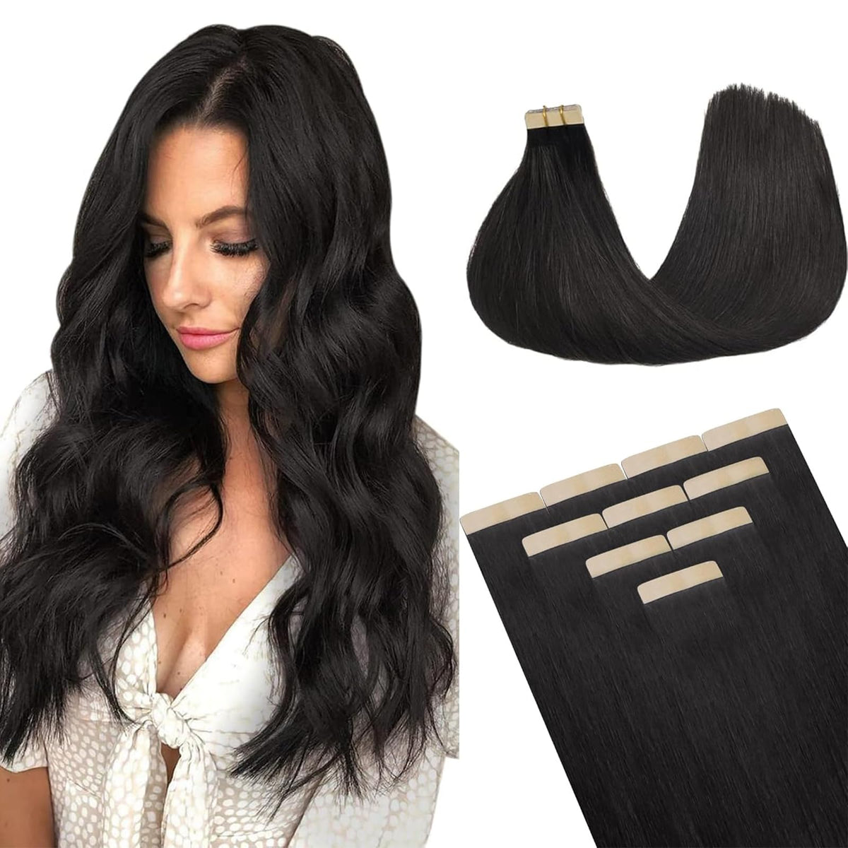Extensions de cheveux DOORES tape in en cheveux humains, vue avant