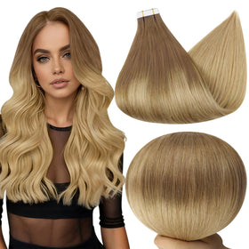 Extensions de cheveux en bande adhésive Full Shine couleur châtain cendré