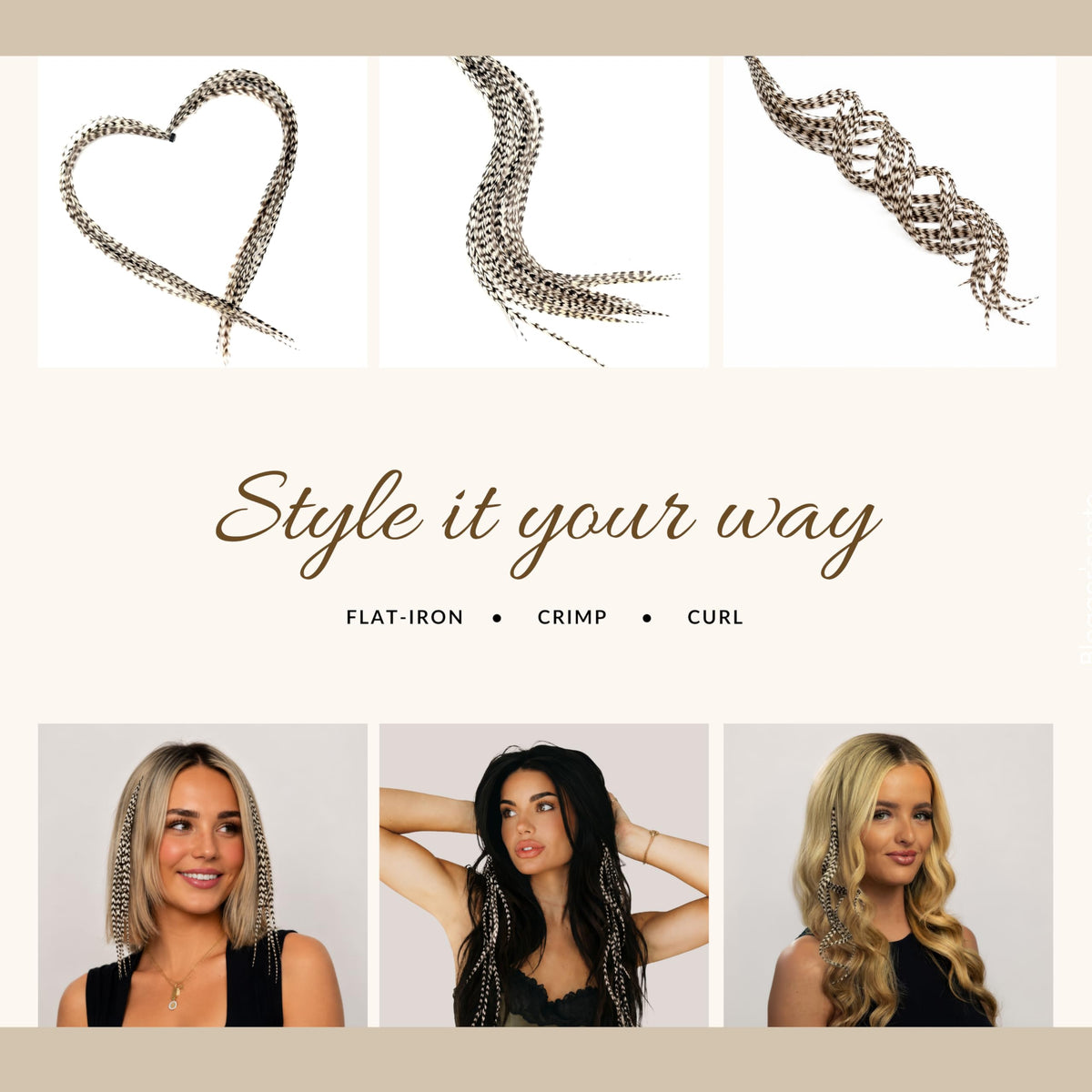 Extensions de cheveux en plumes Grizzly dans différentes couleurs