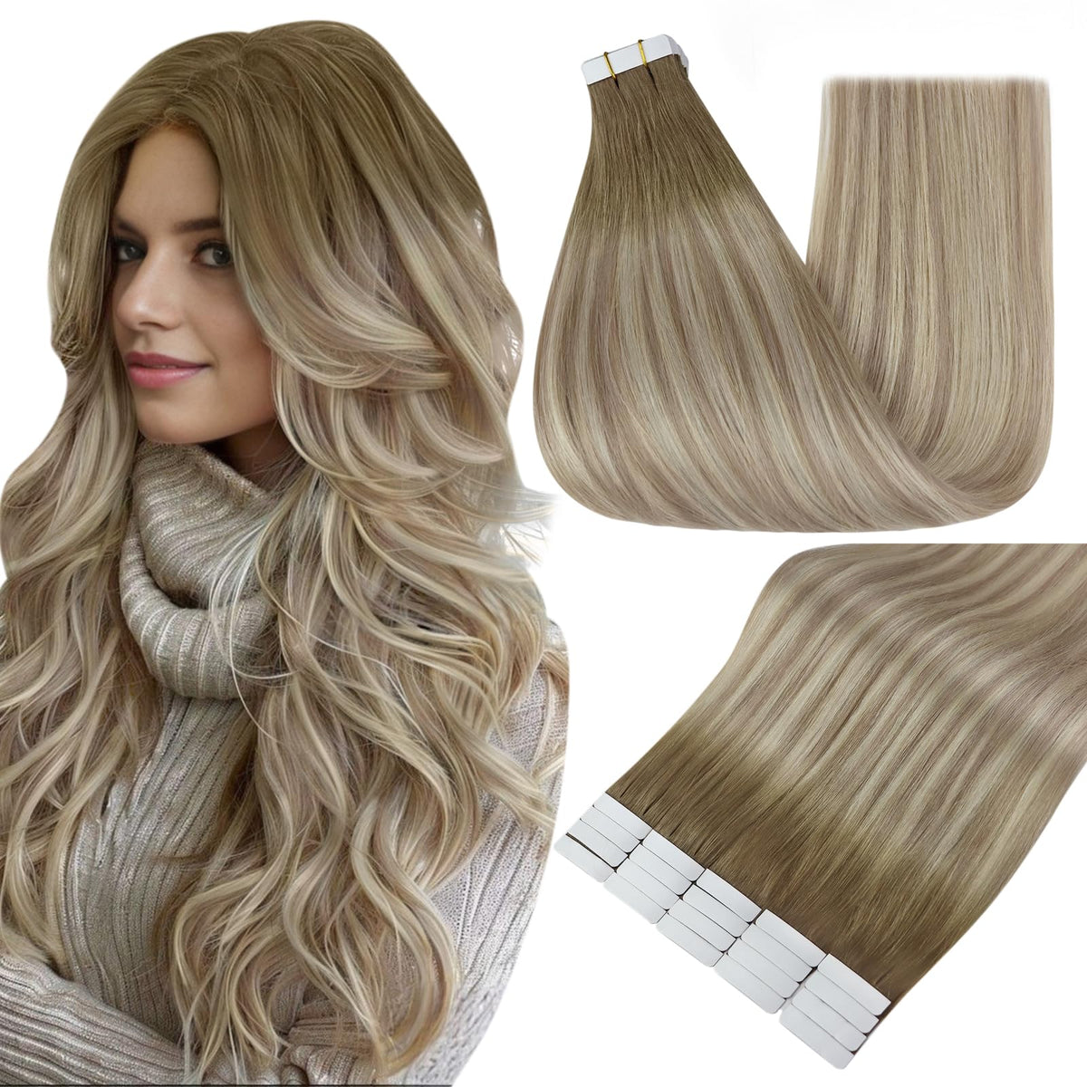 Extensions de cheveux Fshine 12 pouces couleur ombre ash brown vue de face