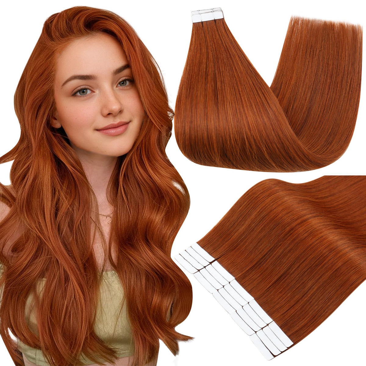 Extensions de cheveux Fshine 22 pouces ambre bronzé vue de face