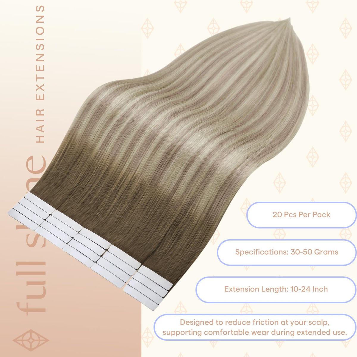 Extensions de cheveux Fshine en ombre ash brown sur un modèle