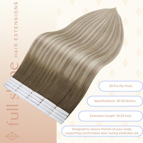 Extensions de cheveux Fshine en ombre ash brown sur un modèle