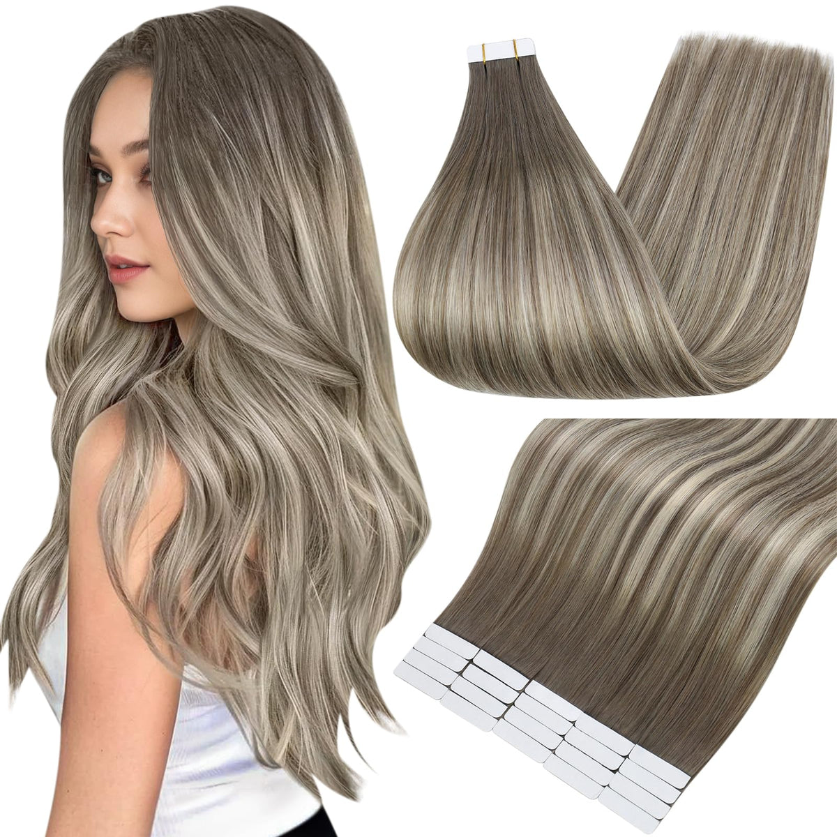 Extensions de cheveux Fshine tape-in Ombre 20 pouces vue de face
