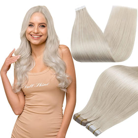 Extensions de cheveux Full Shine 14 pouces blonde glacée vue de face