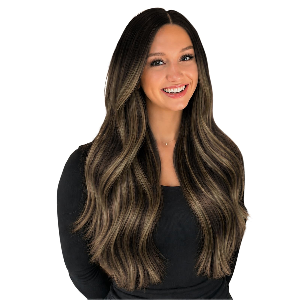 Extensions de cheveux Full Shine 14 pouces brun balayage, vue de face