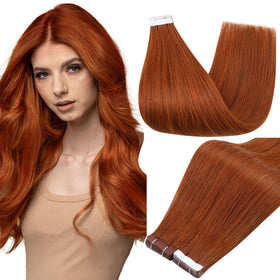 Extensions de cheveux Full Shine 14 pouces couleur cuivre vue de face