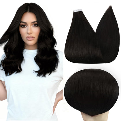 Extensions de cheveux Full Shine 14 pouces, modèle noir naturel, vue de devant