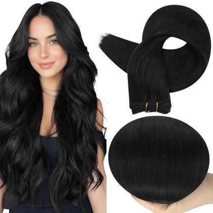 Extensions de cheveux Full Shine 16 pouces couleur noir off vue de face