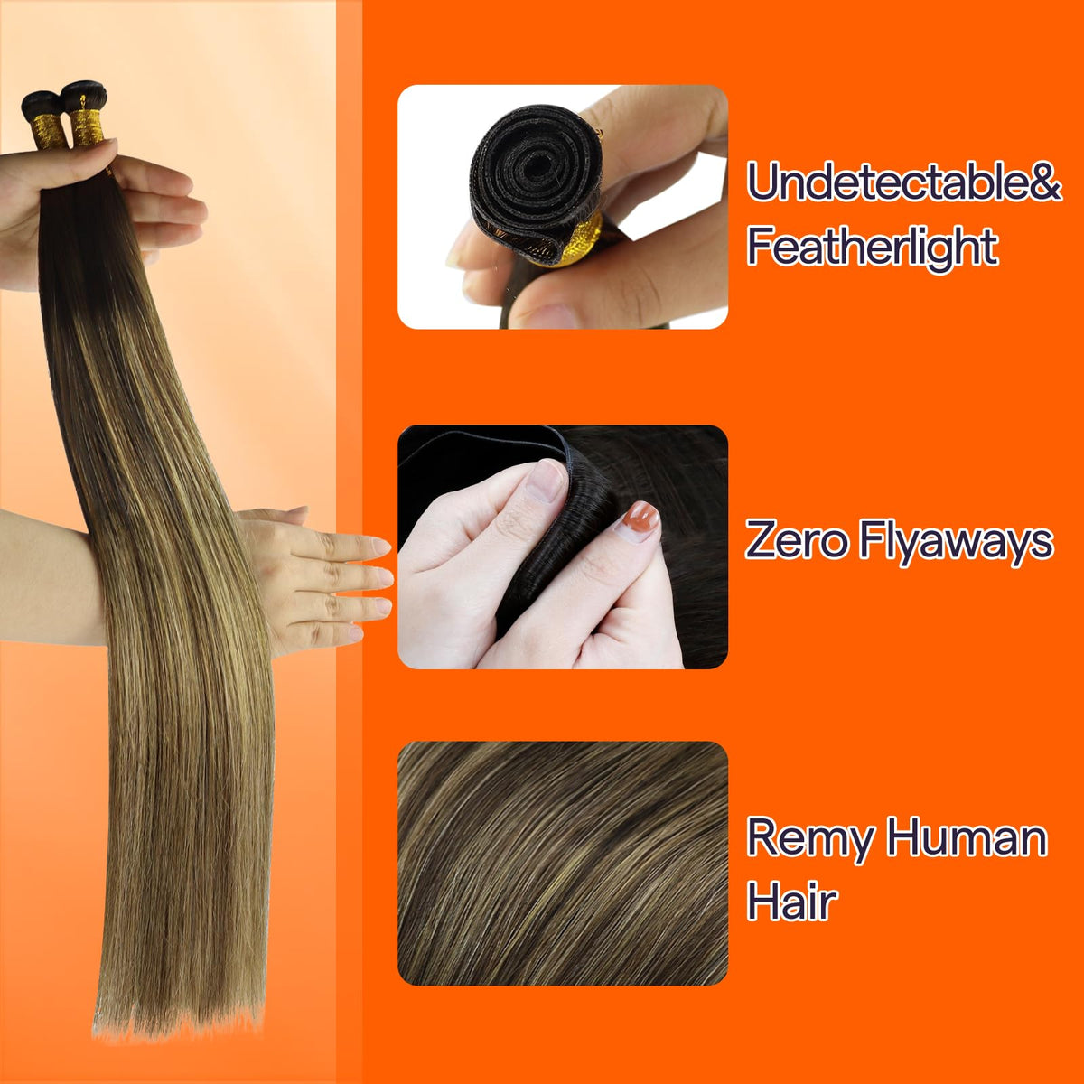 Extensions de cheveux Full Shine 16 pouces présentées avec plusieurs couleurs