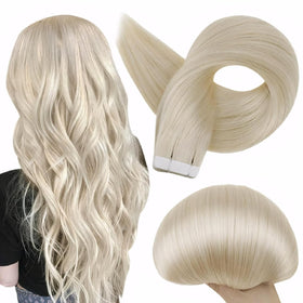 Extensions de cheveux Full Shine 18 pouces blond platine vue de face