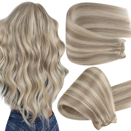 Extensions de cheveux Full Shine 18 pouces couleur blonde platine cendre vue avant